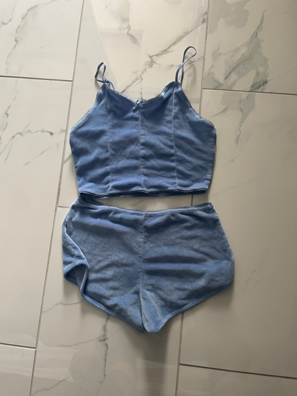 Spiritual Gangster Light Blue Terry Cloth Cami & Shorts Pajama Set